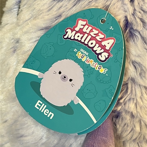 Squishmallows Fuzz-A-Mallows Ellen the Seal NWT beautiful Periwinkle Purple 12” - Picture 5 of 10